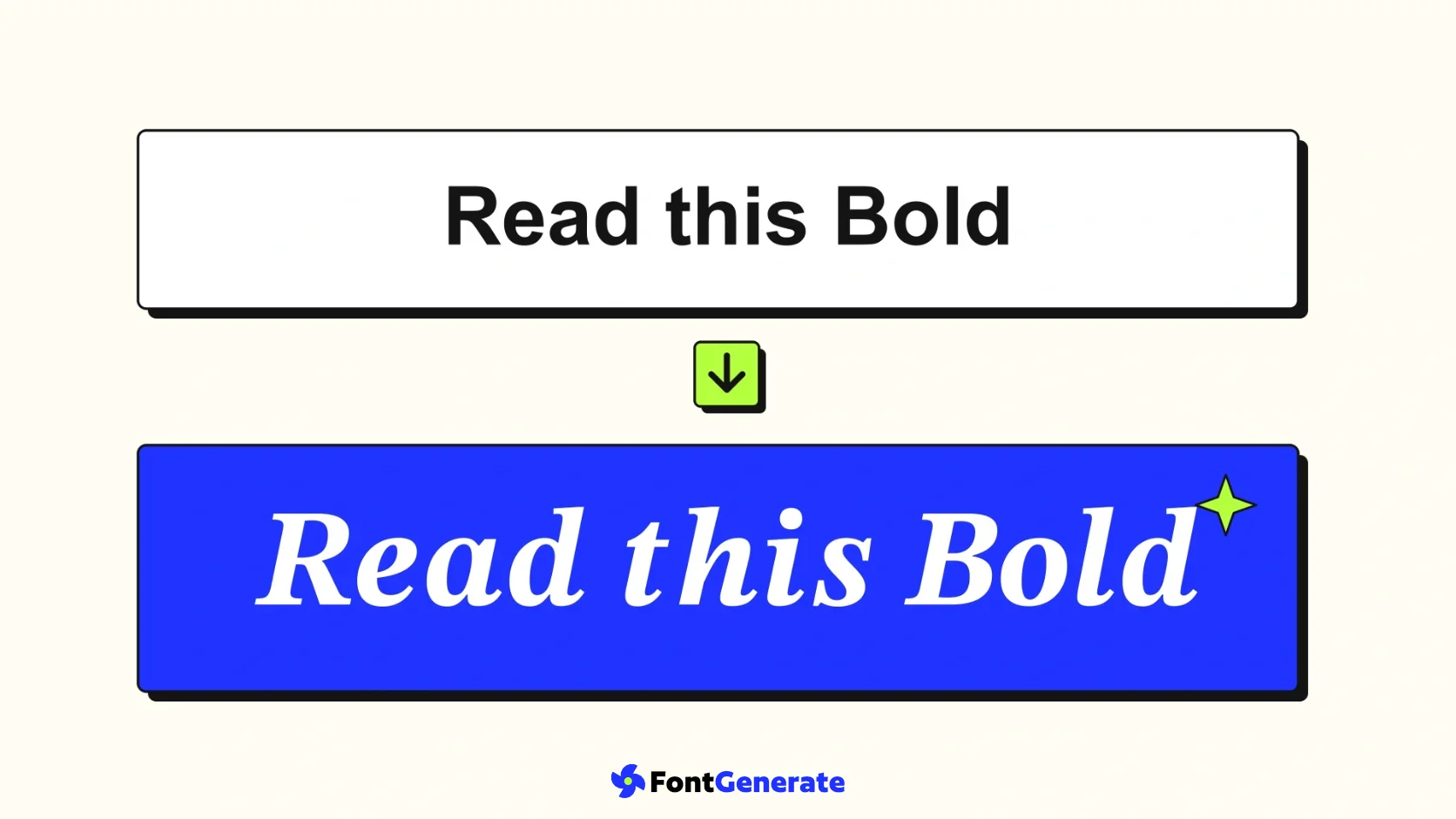 Die Wörter „Read this Bold“ als normaler Text und in einem kräftigeren Unicode-Stil.